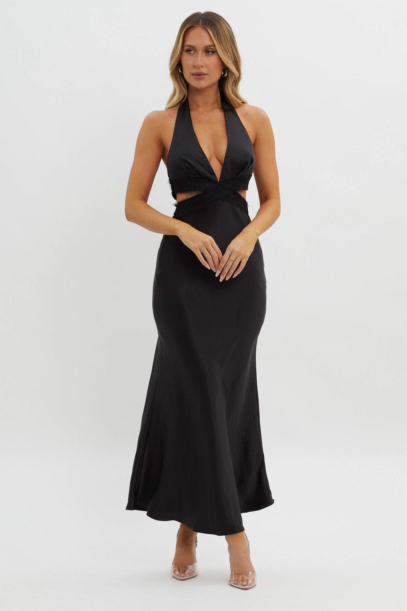 Shop the Of Your Dreams Cut-Out Halter Dress Black | Selfie Leslie