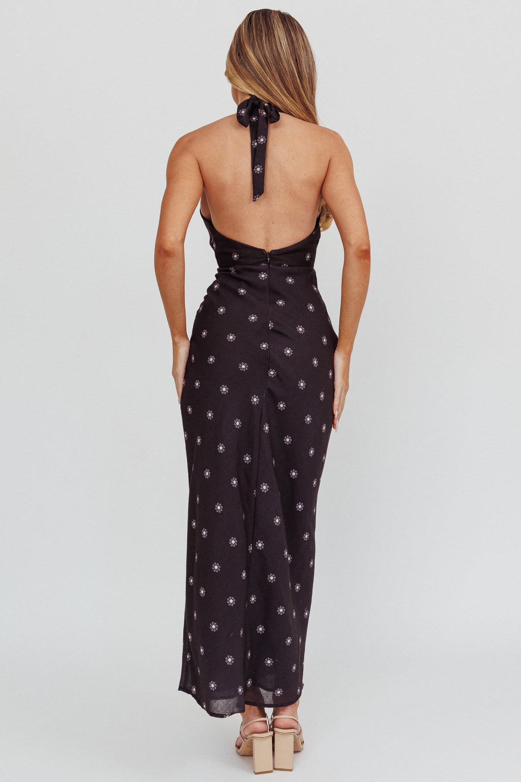 Of Your Dreams Plunging Halter Dress Black by Selfie Leslie