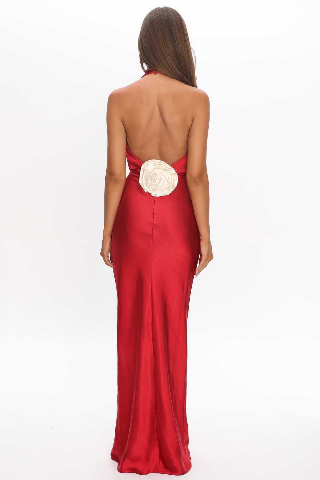 Of Your Dreams Rose Accent Halter Dress Red by Selfie Leslie