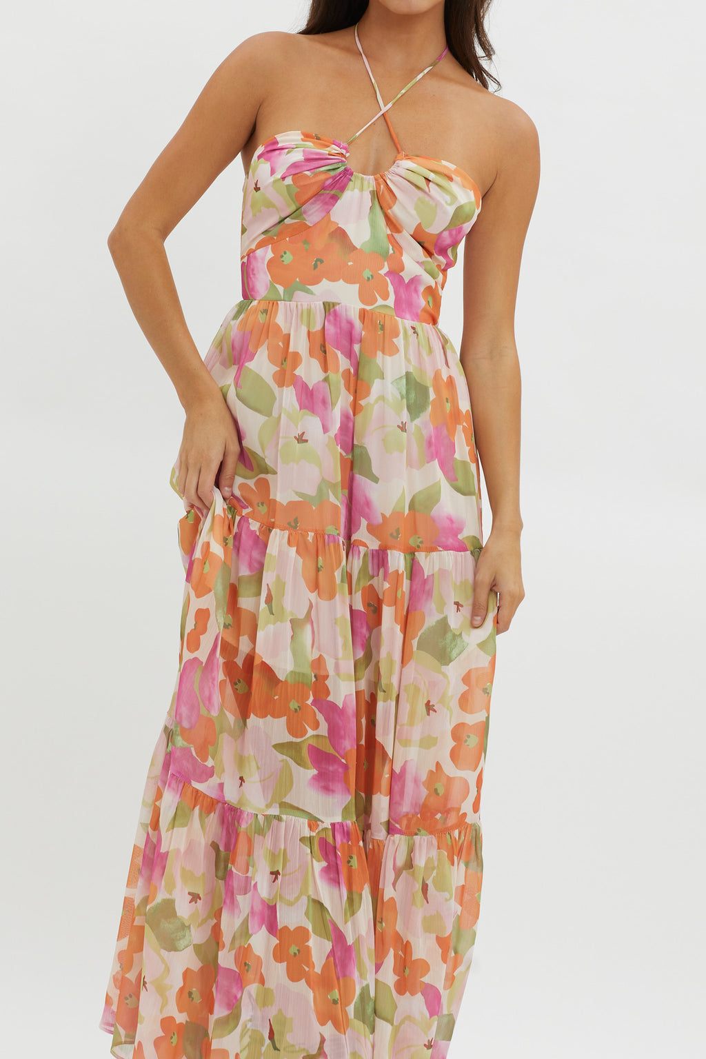 Main Attraction Halterneck Dress Print Pink by Selfie Leslie