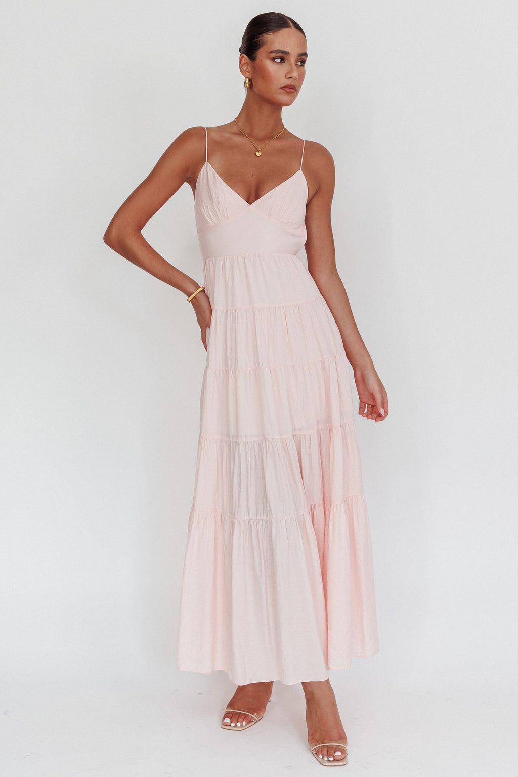 Main Attraction Cami Strap Maxi Dress Blush by Selfie Leslie