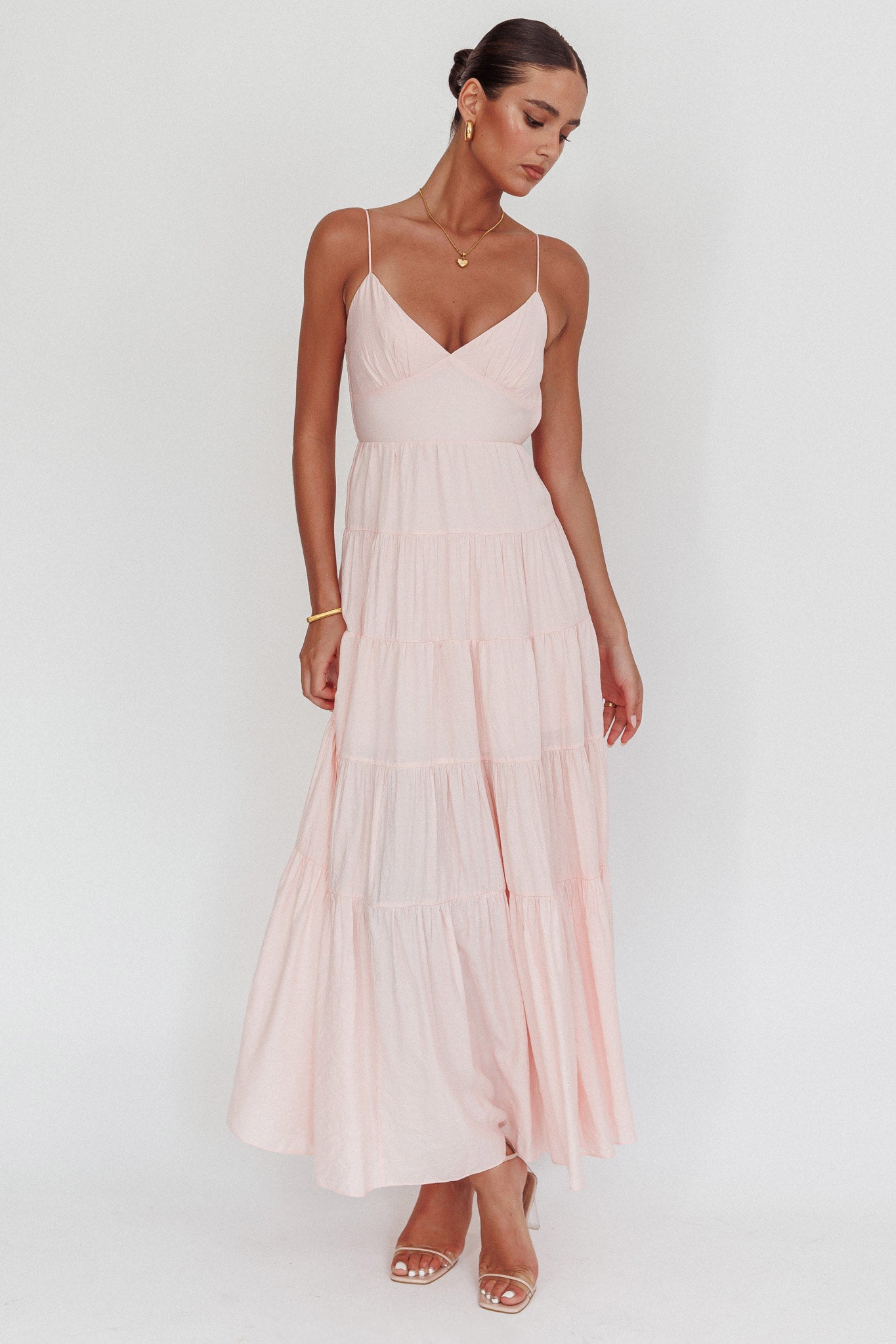 Main Attraction Cami Strap Maxi Dress Blush by Selfie Leslie