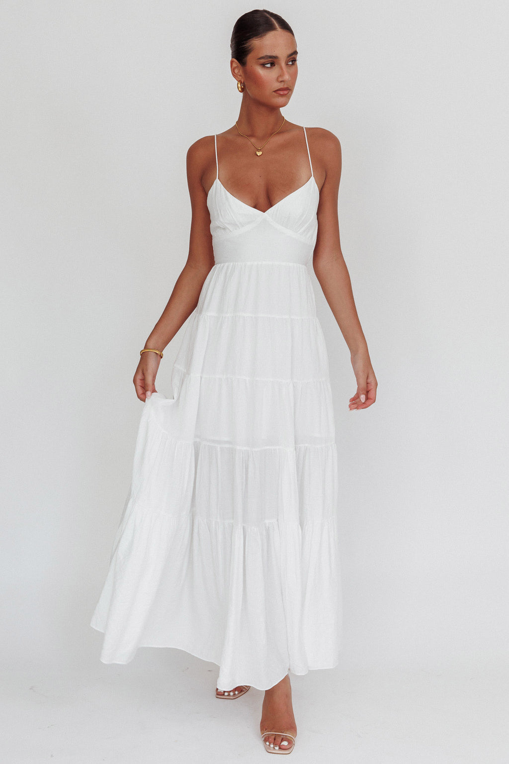 Main Attraction Cami Strap Maxi Dress White by Selfie Leslie