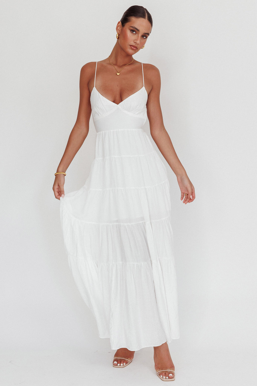 Main Attraction Cami Strap Maxi Dress White by Selfie Leslie