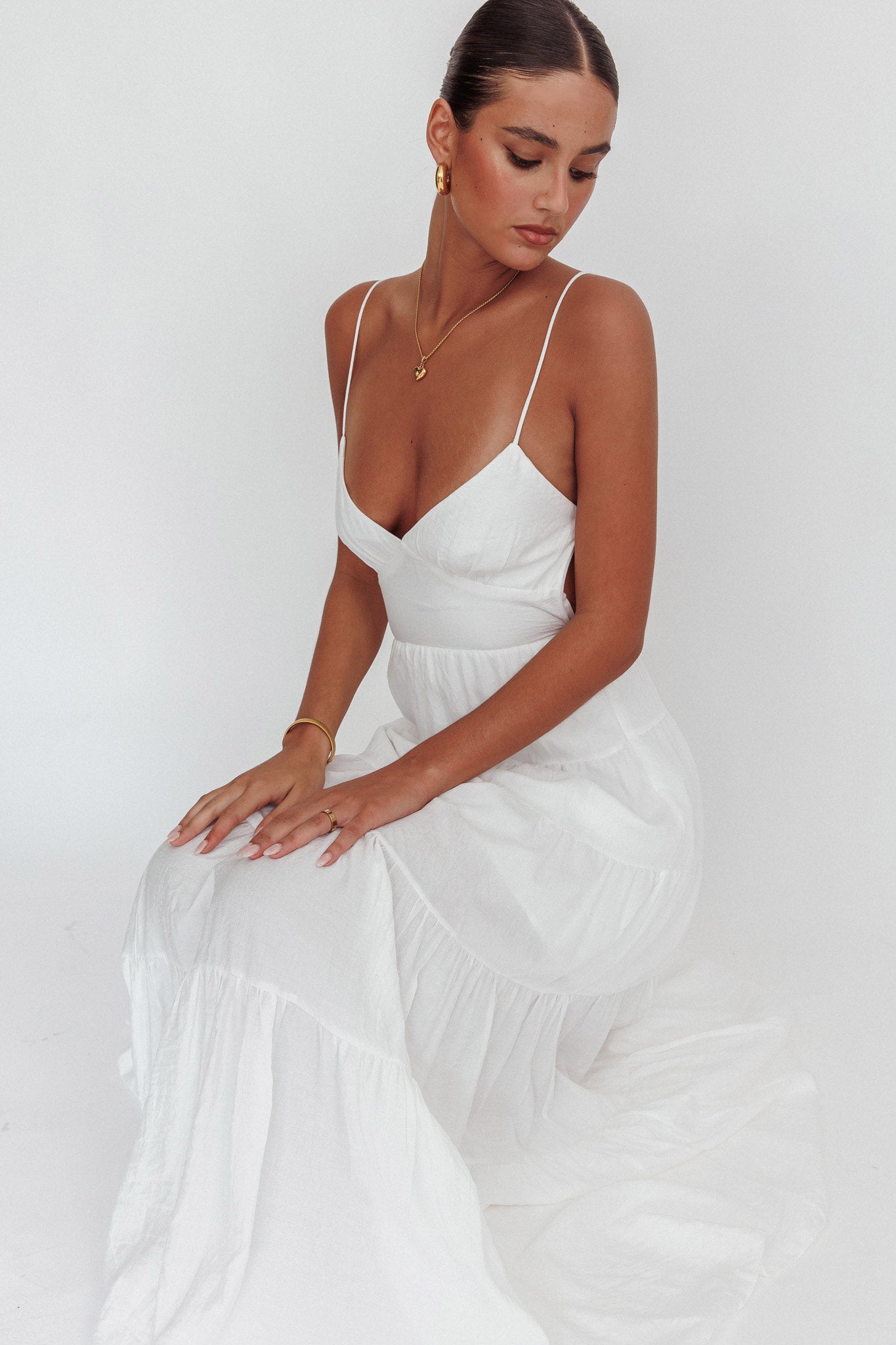 Main Attraction Cami Strap Maxi Dress White by Selfie Leslie