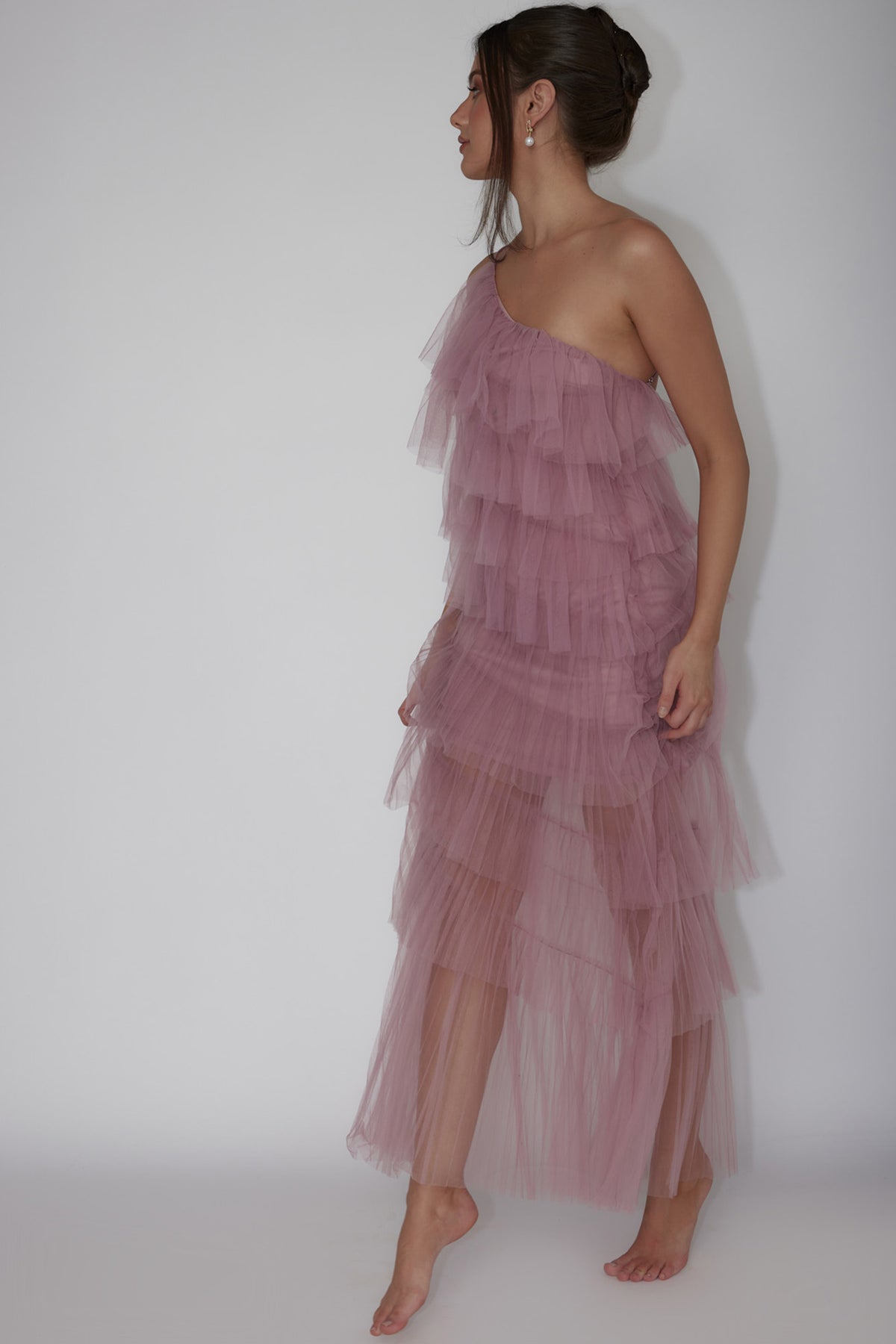 tulle tiered maxi dress Arrabel Ruffle Plum サイズ:12 DPLAY You will be a LaDivine CD0239 Long Formal