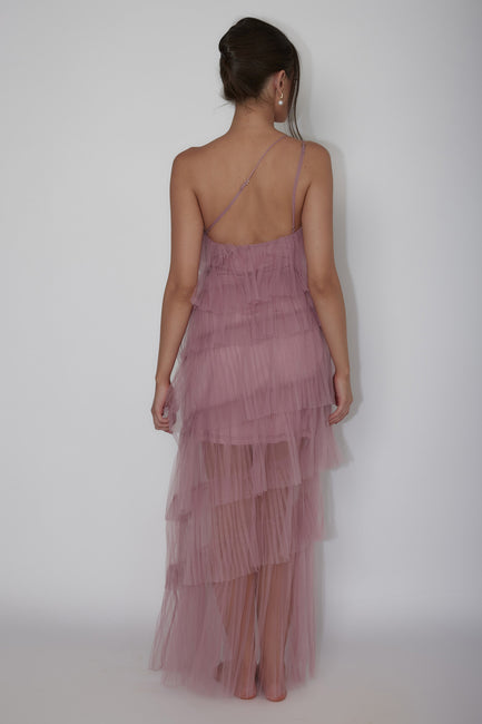 Arrabel Tiered Ruffle Tulle Maxi Dress Sage