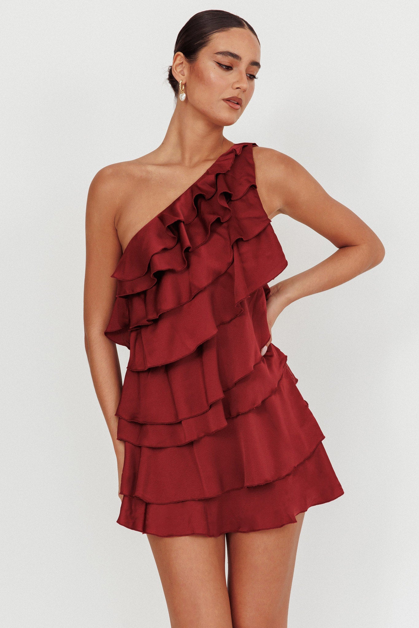 arrabel tiered ruffle mini dress Mini Dress Pink Ruffle One Shoulder Dress Arrabel Tiered Ruffle One Shoulder Mini Dress Pink XL