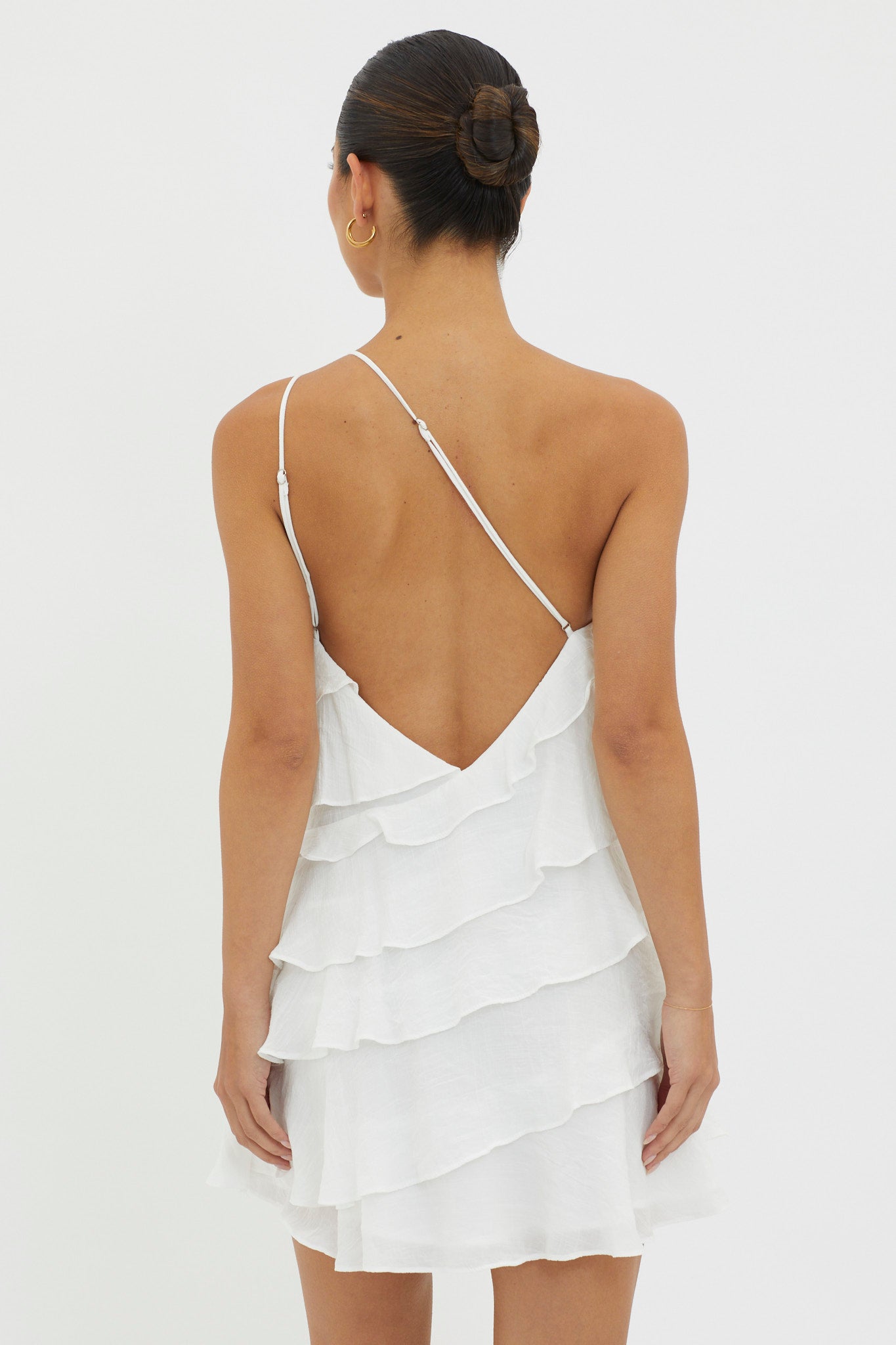 Arrabel Tiered Ruffle Mini Dress White Arrabel Tiered Ruffle Mini Dress White