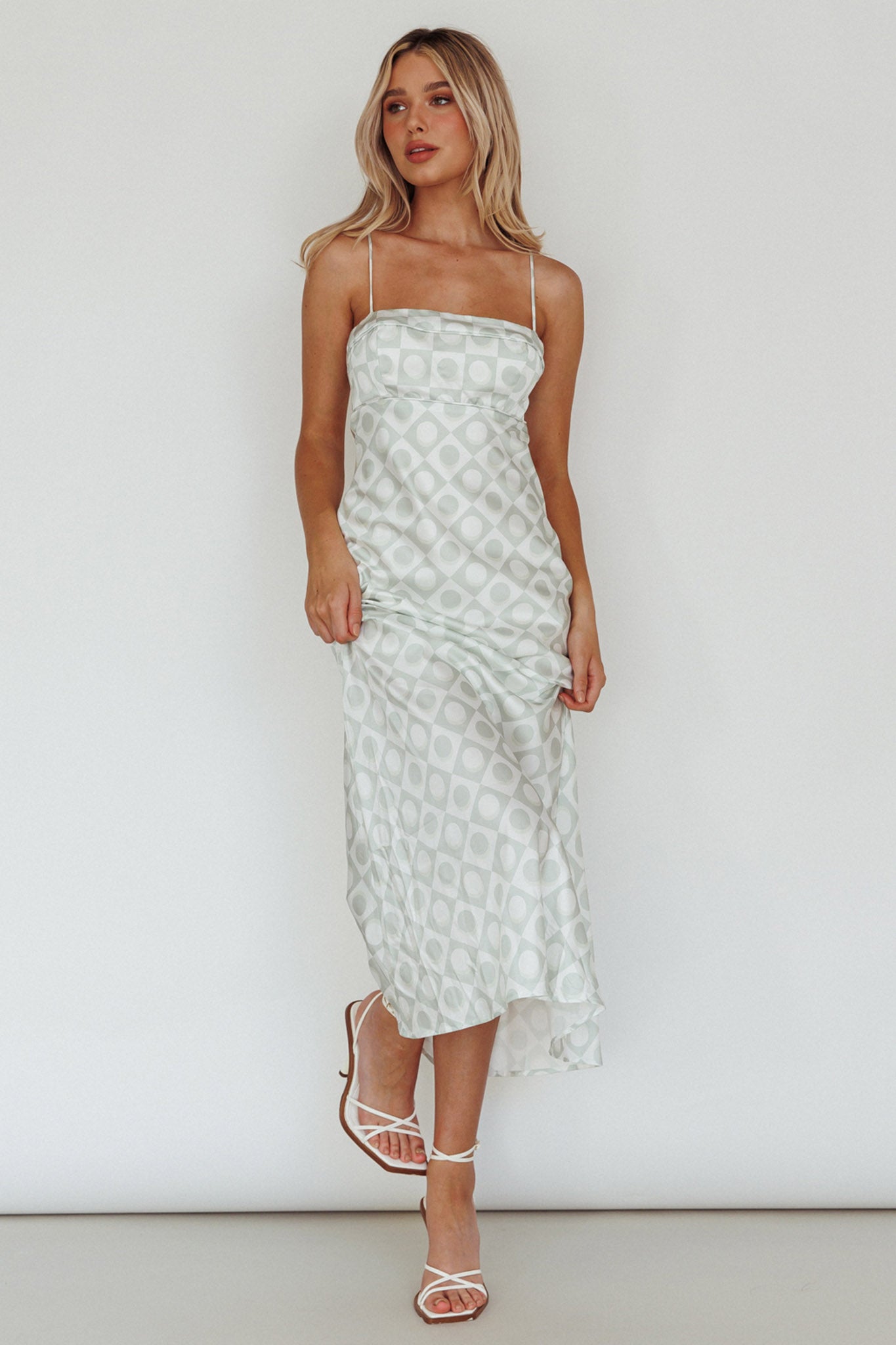 Lane Cove Cami Strap Maxi Dress Print Matcha by Selfie Leslie
