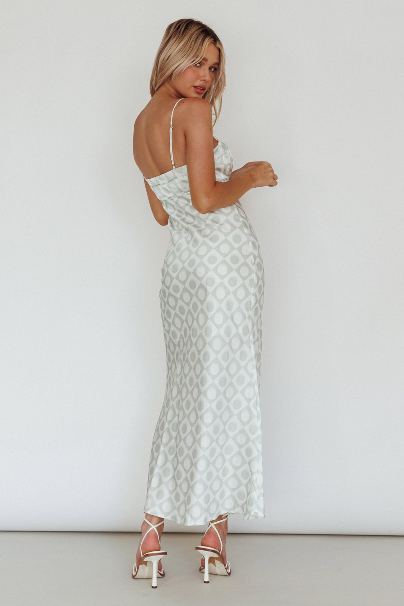 Lane Cove Cami Strap Maxi Dress Print Matcha by Selfie Leslie