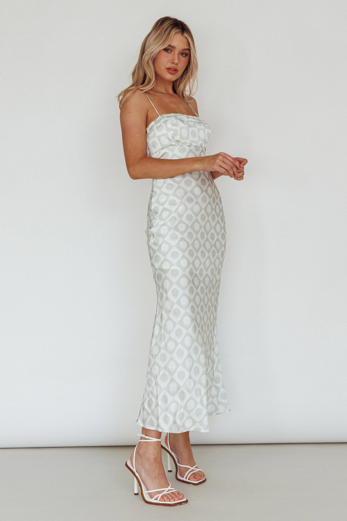 Lane Cove Cami Strap Maxi Dress Print Matcha by Selfie Leslie