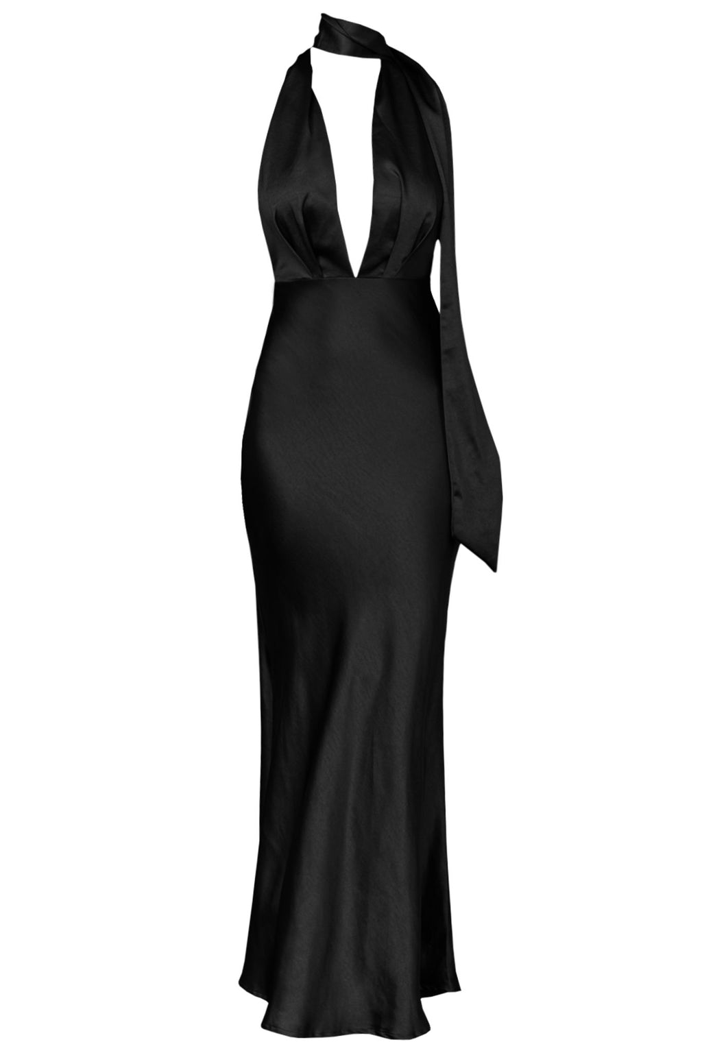 Italia Azure Halterneck Maxi Dress Black by Selfie Leslie