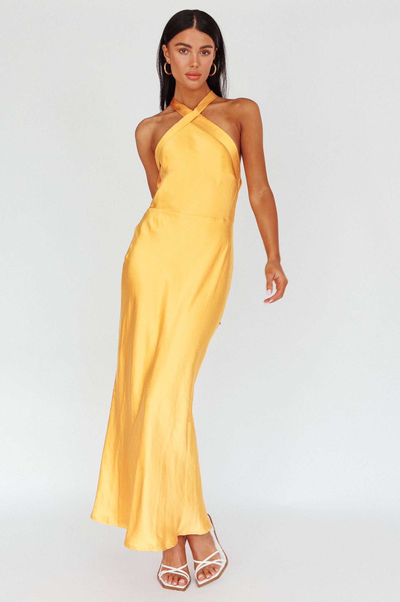 Italia Azure Crossover Halterneck Maxi Dress Sun