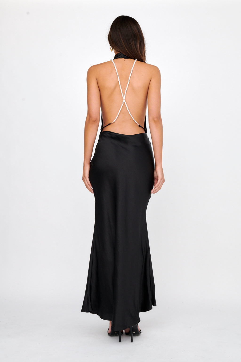 Italia Azure Halterneck Pearl Back Maxi Dress Black Selfie Leslie Italia Azure Halterneck Pearl Back Maxi Dress Black Selfie Leslie