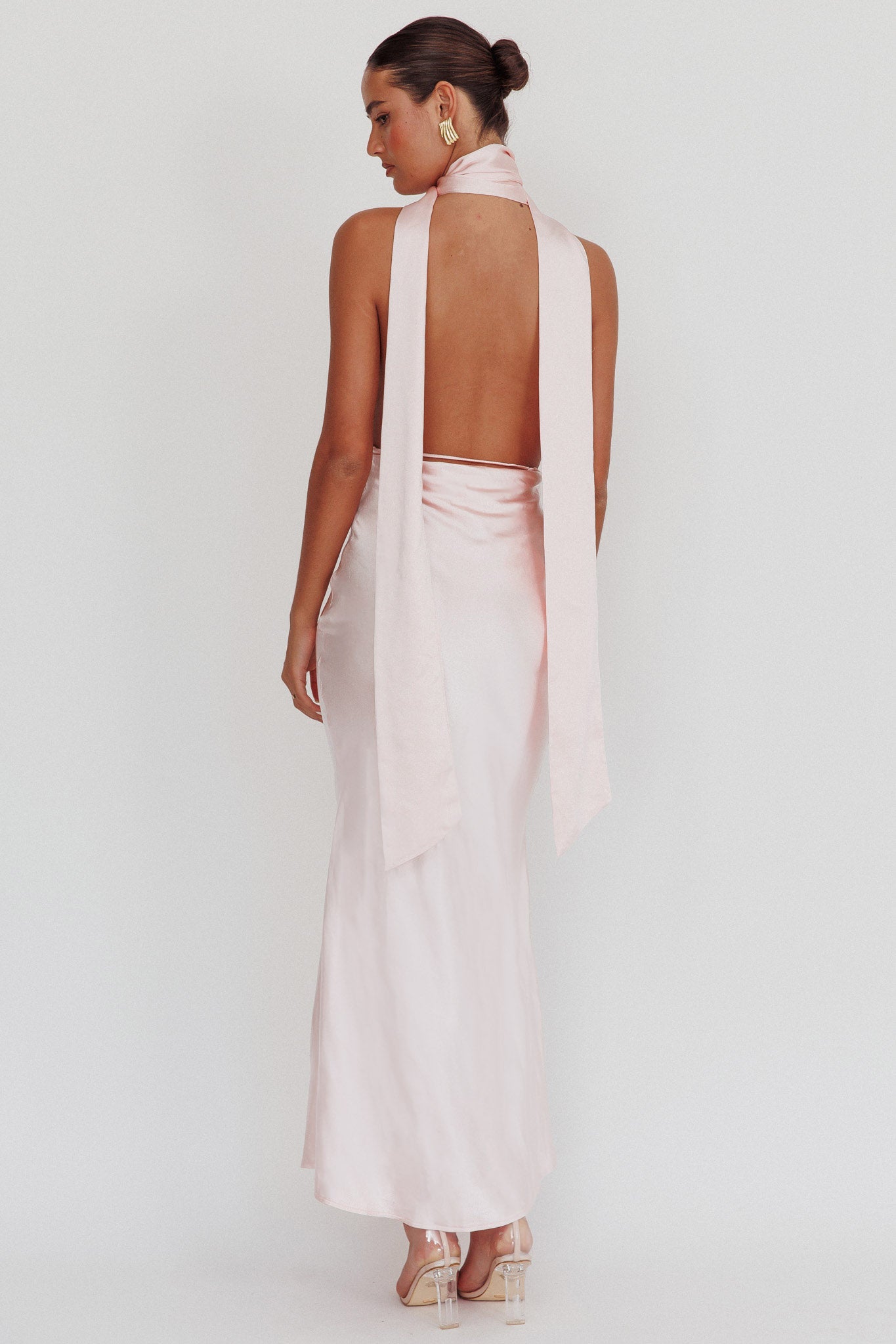 Italia Azure Halterneck Rose Dress Blush by Selfie Leslie