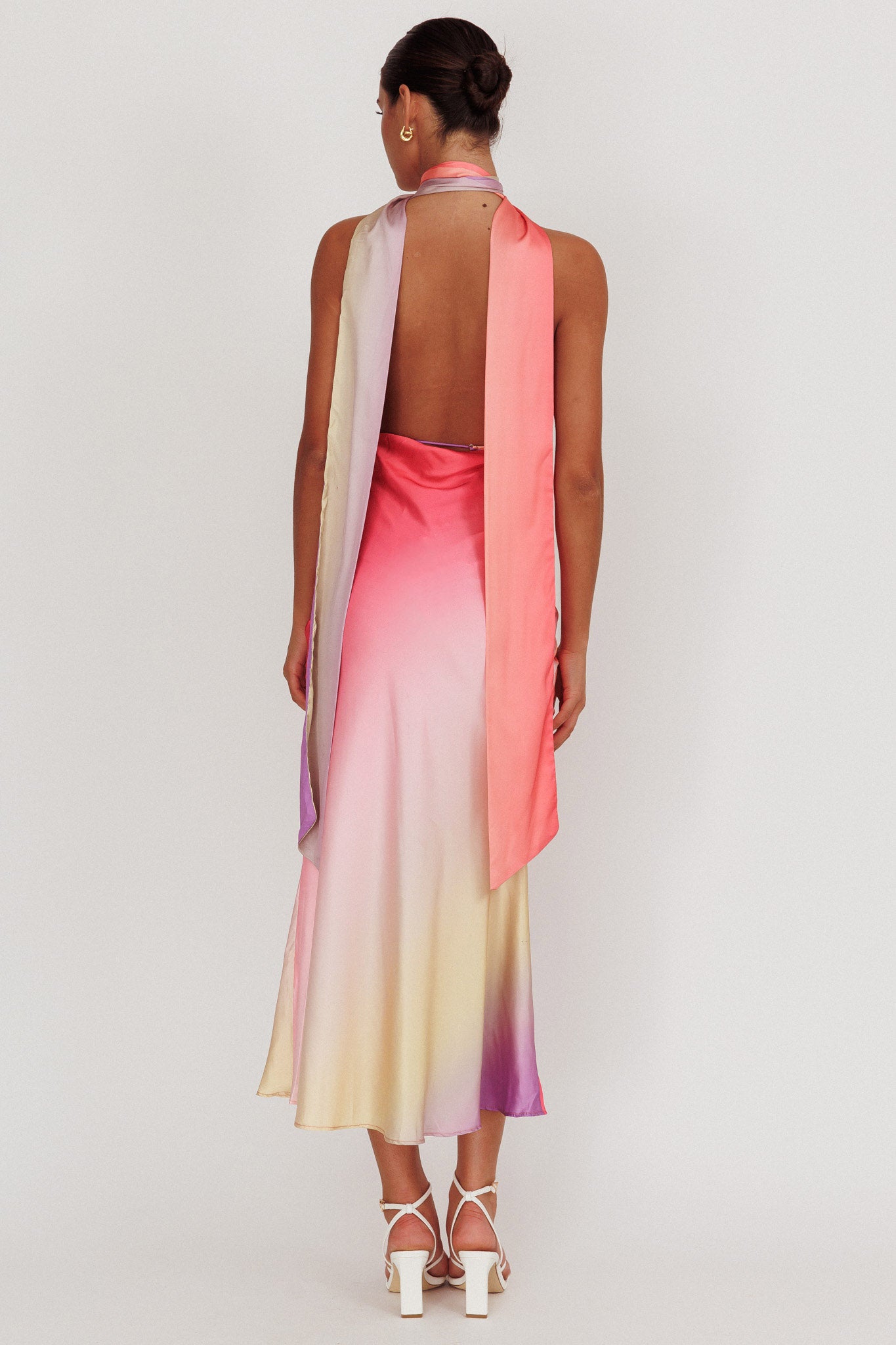 Italia Azure Halterneck Maxi Dress Tangerine by Selfie Leslie