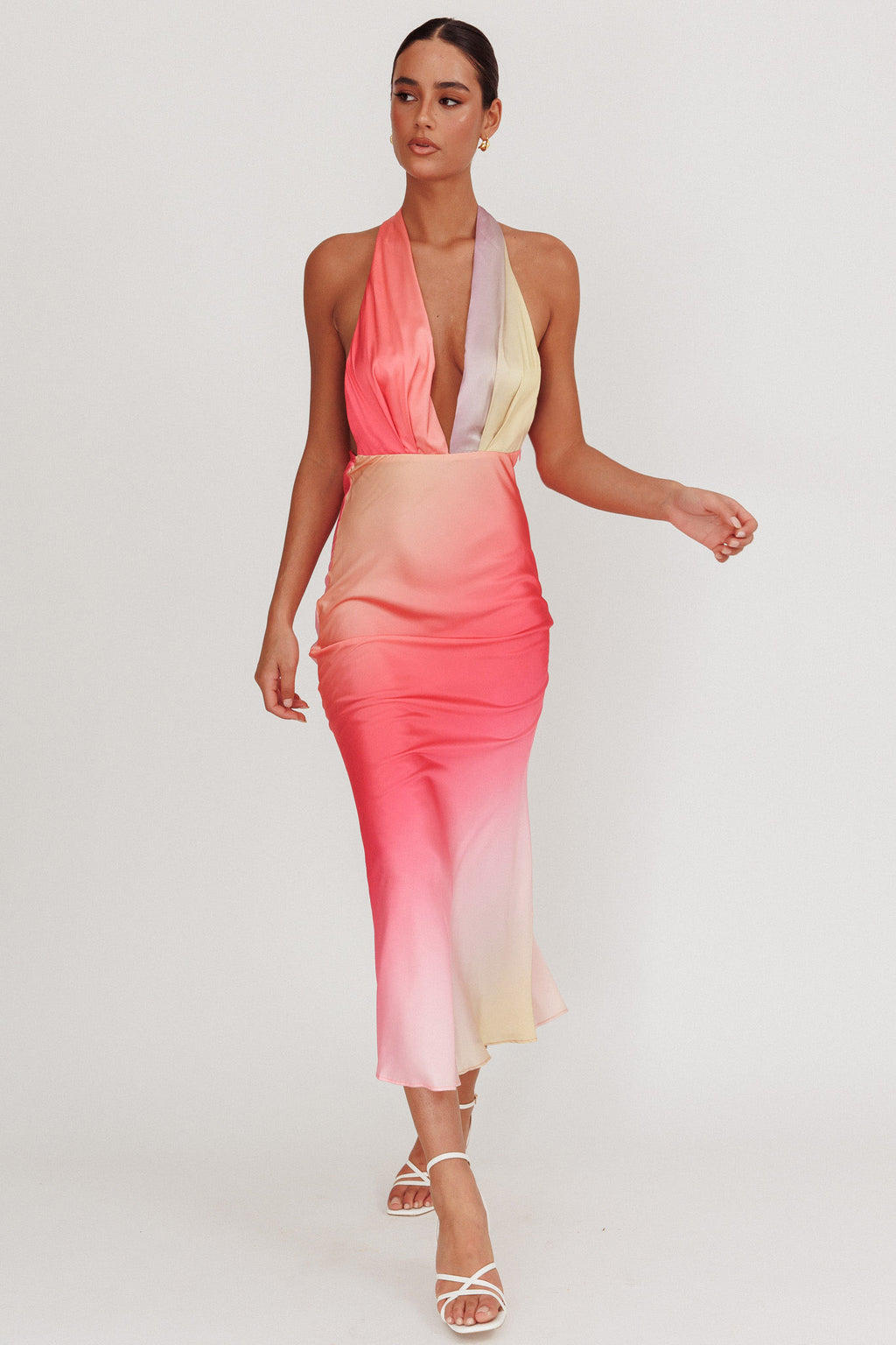 Italia Azure Halterneck Maxi Dress Tangerine by Selfie Leslie