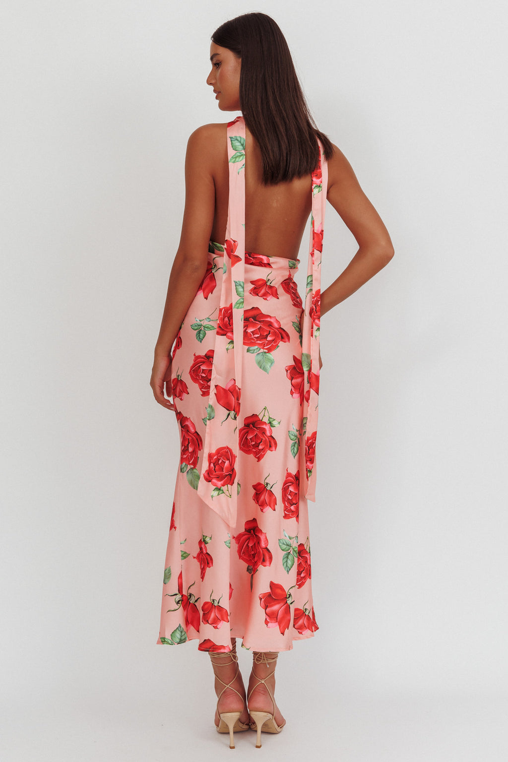 Italia Azure Halterneck Maxi Dress Rose by Selfie Leslie