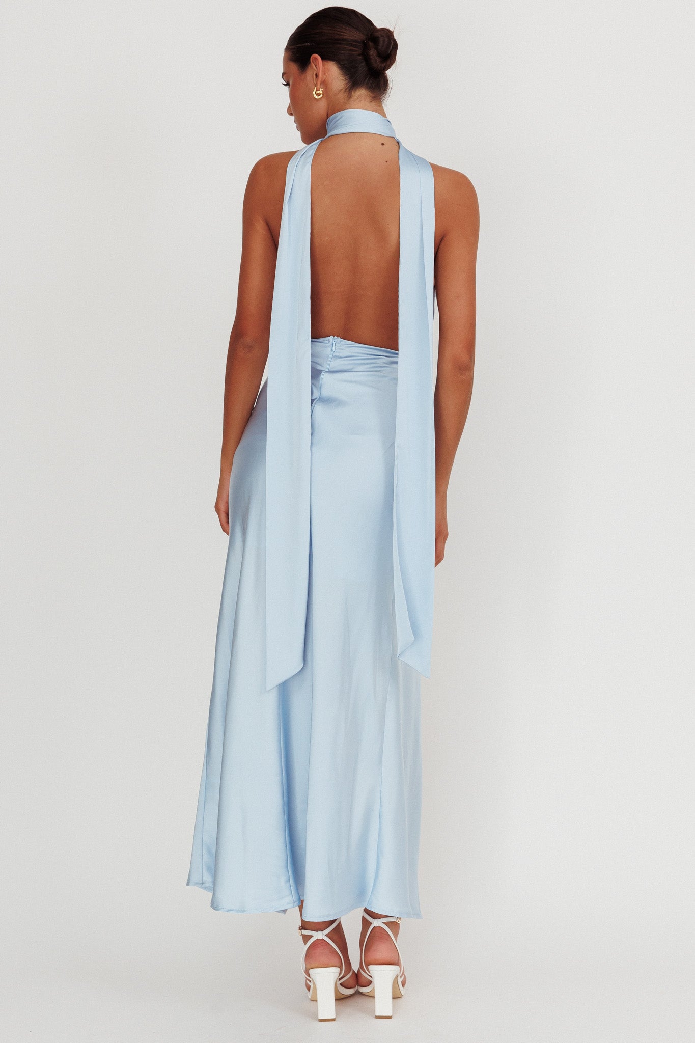 italia azure halterneck maxi dress oyster Italia Azure Halterneck Maxi Dress Oyster