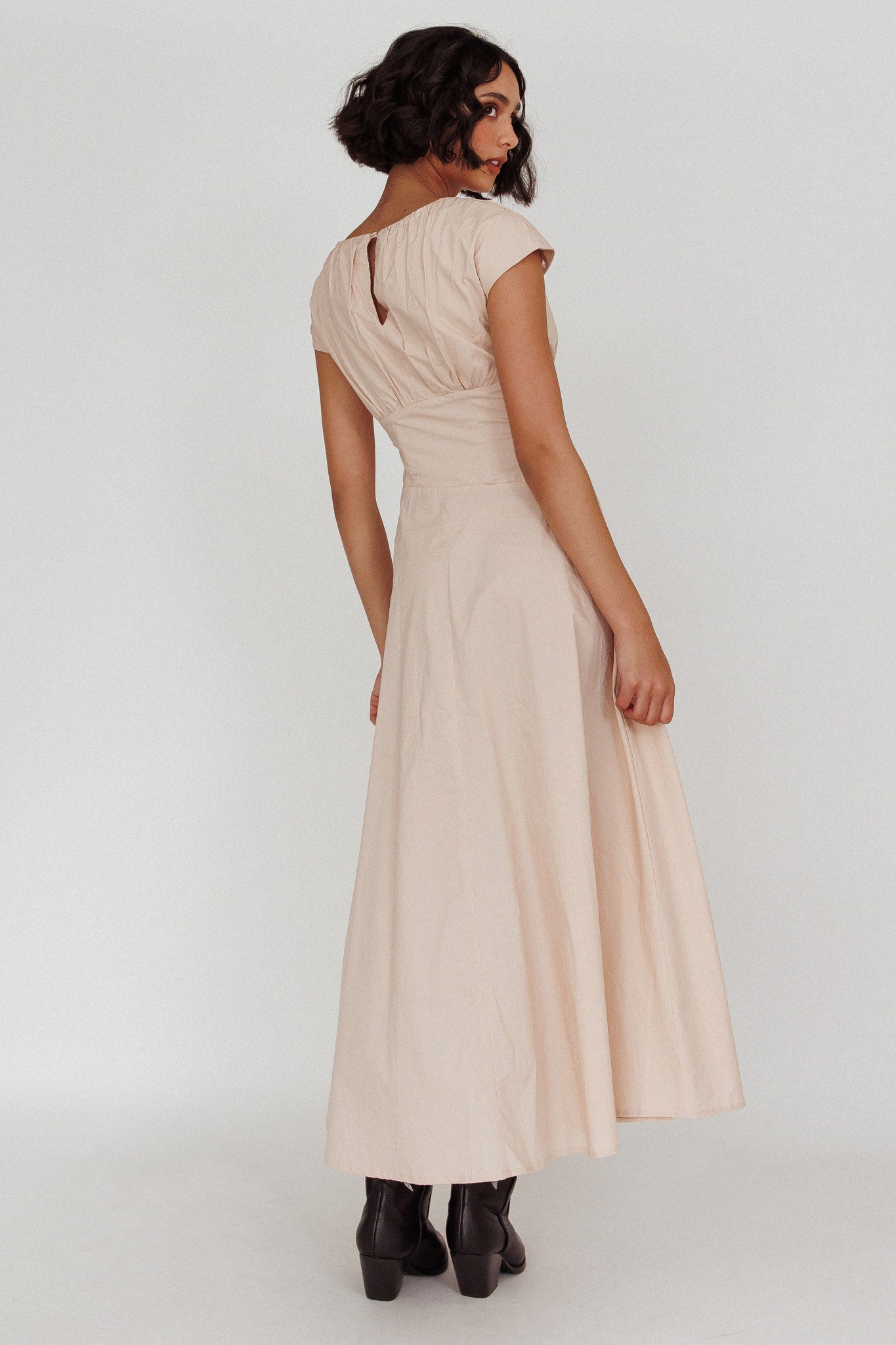Derry Cap Sleeve A-line Maxi Dress Oat– Selfie Leslie