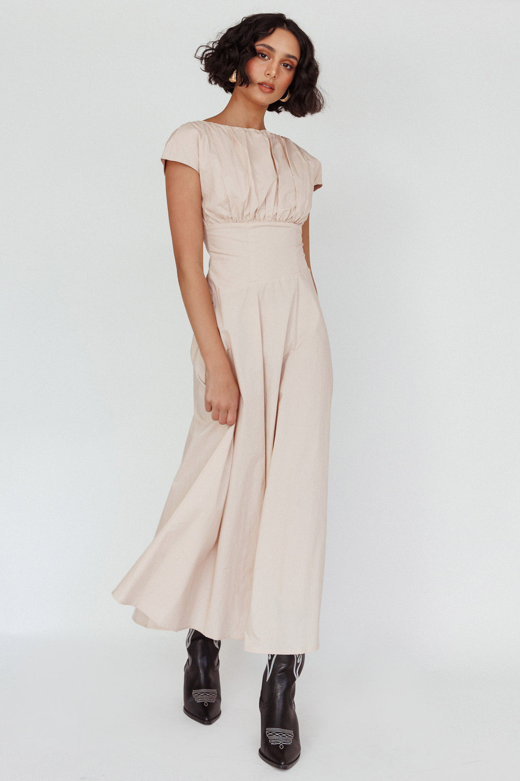Derry Cap Sleeve A-line Maxi Dress Oat by Selfie Leslie