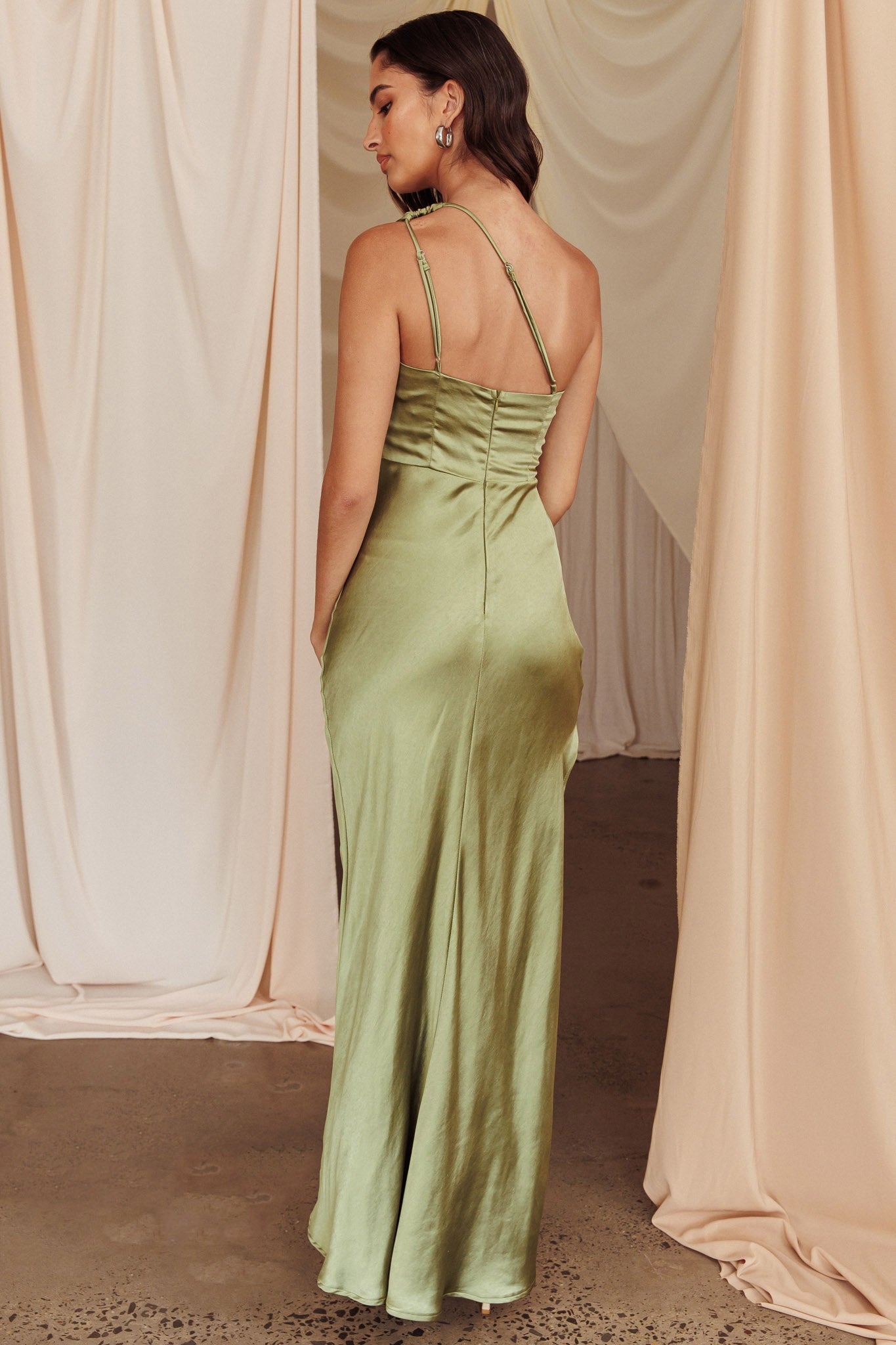 Kamillia One-Shoulder Split Maxi Dress Olive | Selfie Leslie Kamillia One-Shoulder Split Maxi Dress Olive | Selfie Leslie