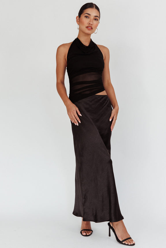 Lorely Mesh Halterneck Top Black