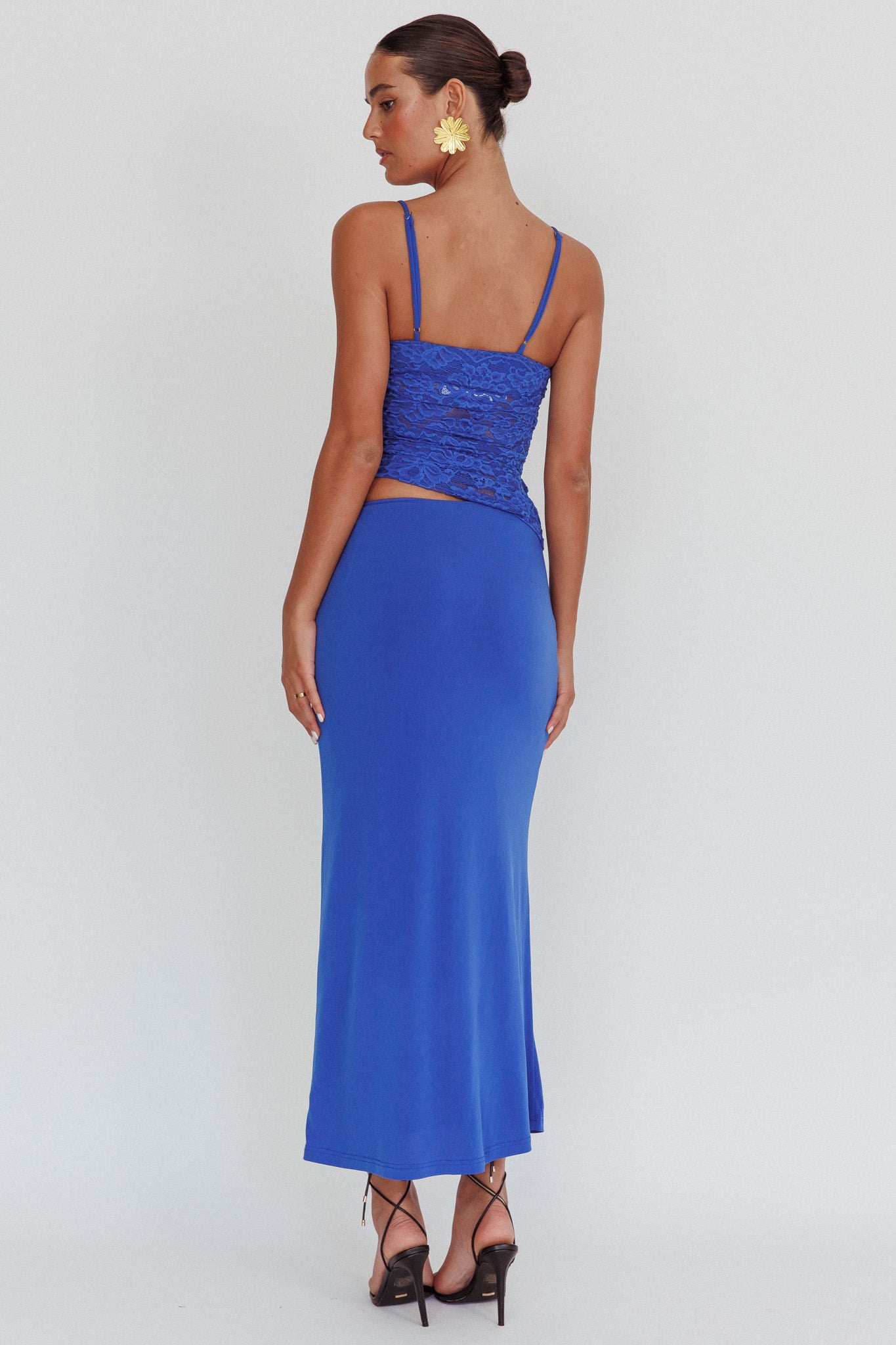 Lorely Lace Rosette Maxi Dress Top Blue - XL Lorely Lace Rosette Maxi Dress Top Blue - XL