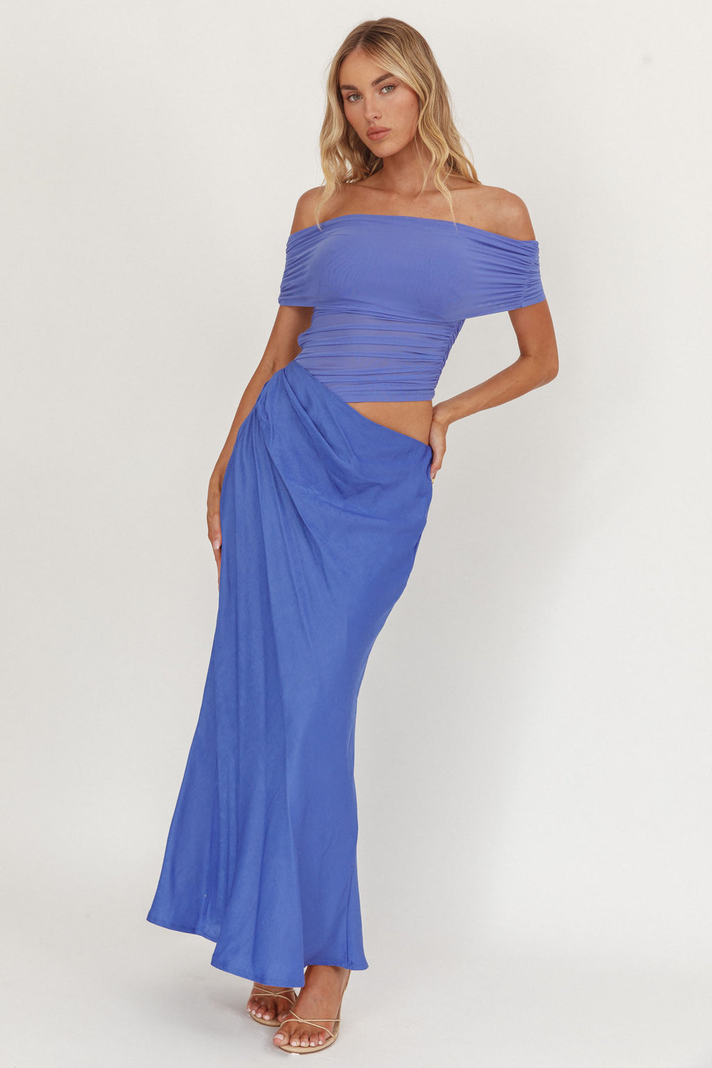 Lorely Off-Shoulder Midi Dress Ocean by Selfie Leslie