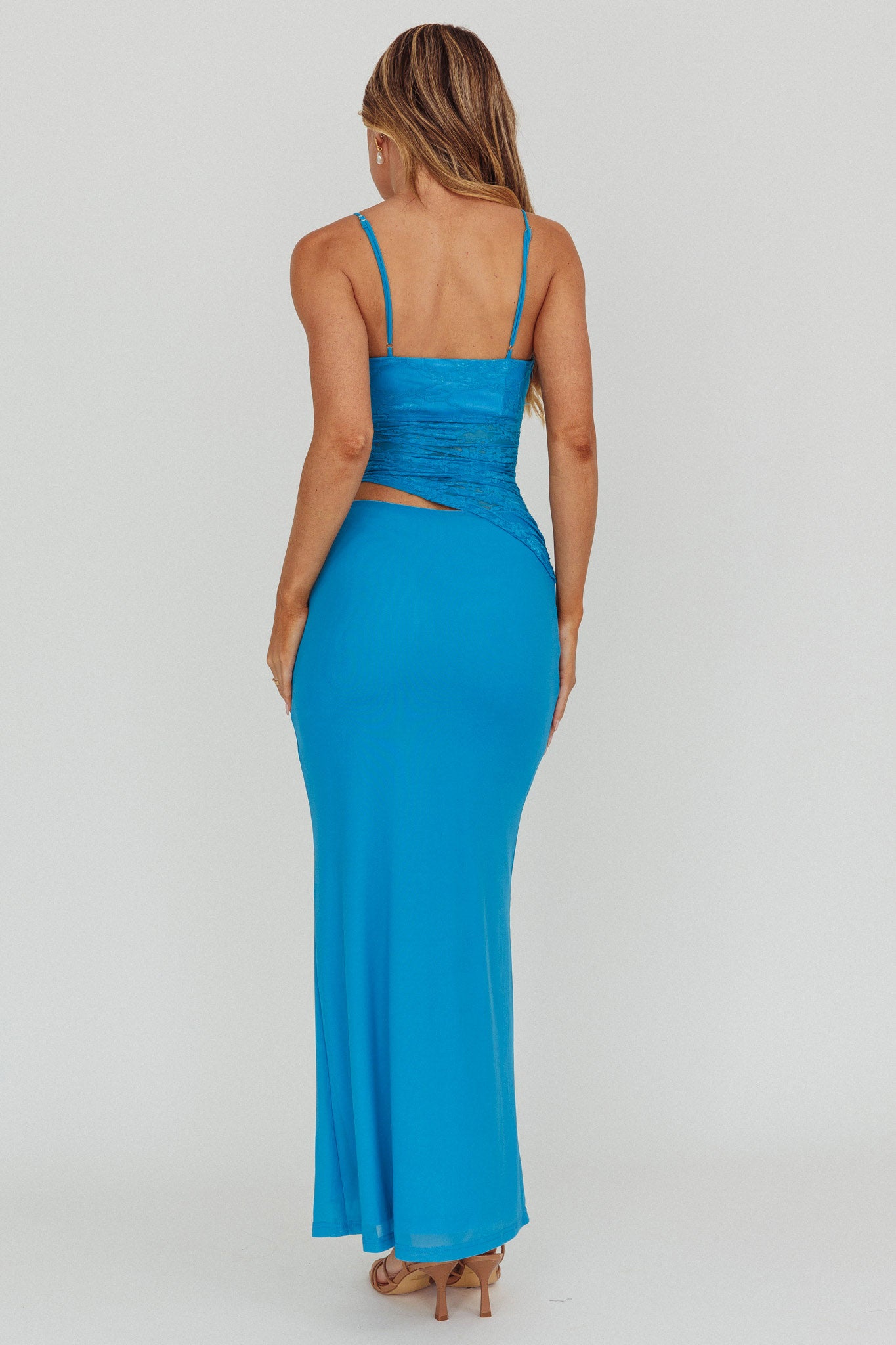 sachin and babi light blue dress Rubber Ducky Suite Life Backless Royal Blue Lace Dress