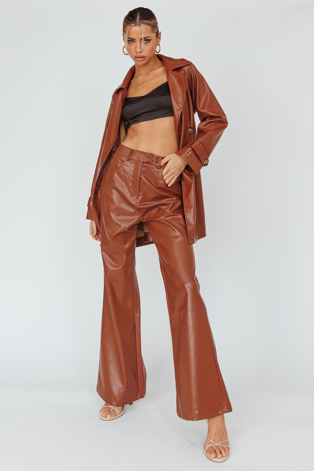 Coussin Faux Leather Pants Terracotta by Selfie Leslie