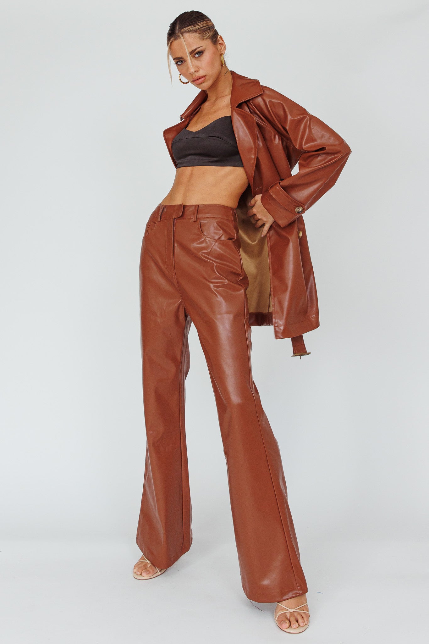 Coussin Faux Leather Pants Terracotta by Selfie Leslie