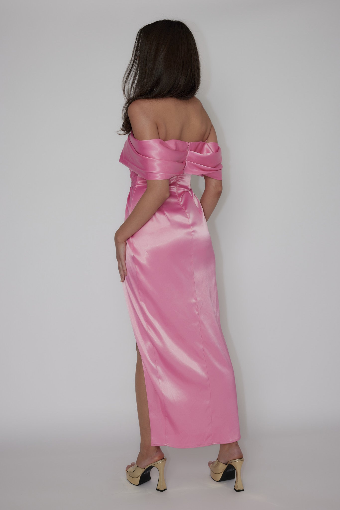 knee length dresses for ladies Amaryllis Off-Shoulder Twist Maxi Dress Pink