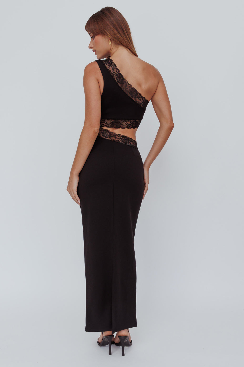 Mahli One-Shoulder Cut-Out Maxi Dress Black by Selfie Leslie