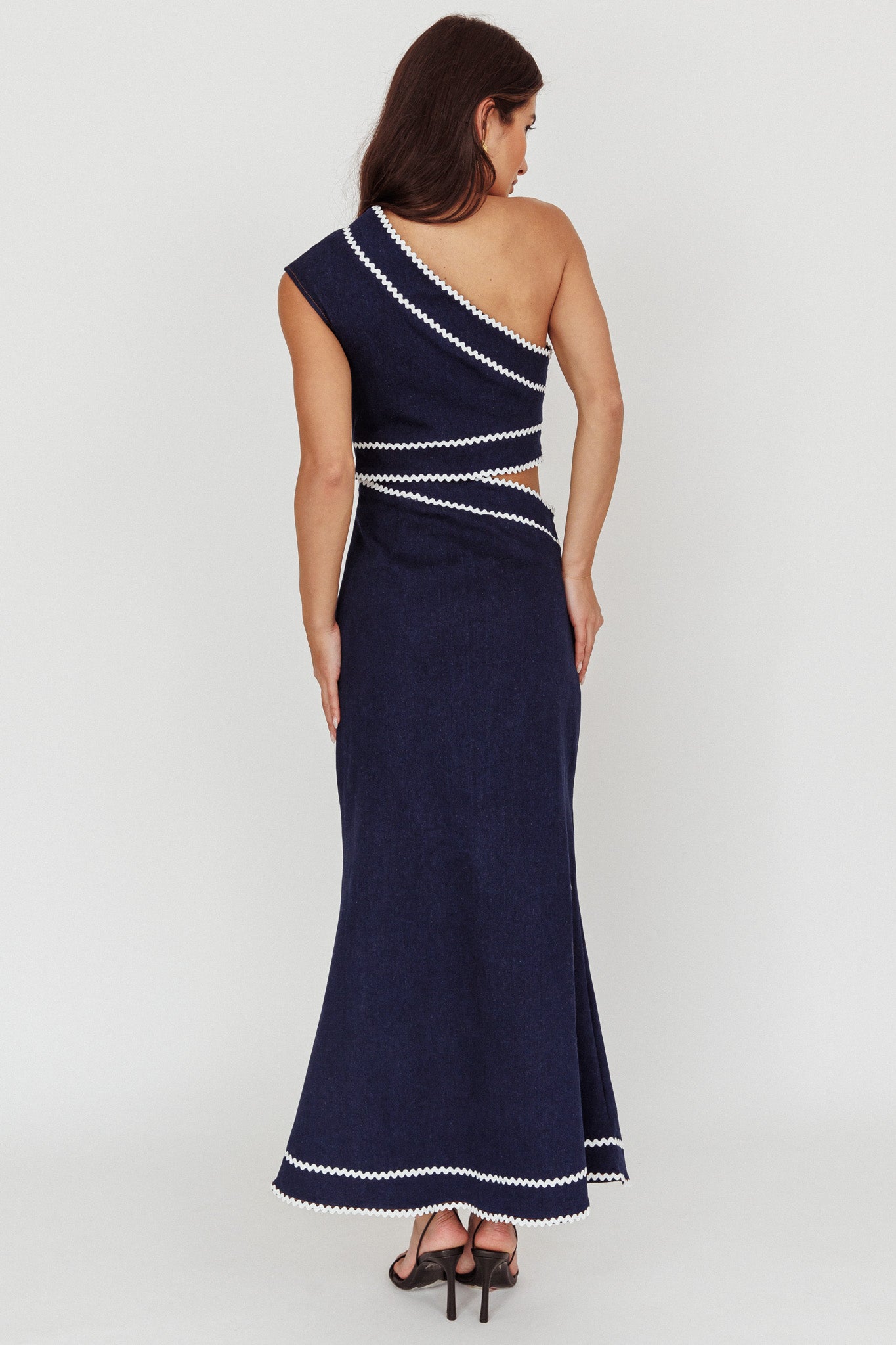 Mahli One-Shoulder Cut-Out Maxi Dress Dark Denim - S Mahli One-Shoulder Cut-Out Maxi Dress Dark Denim - S