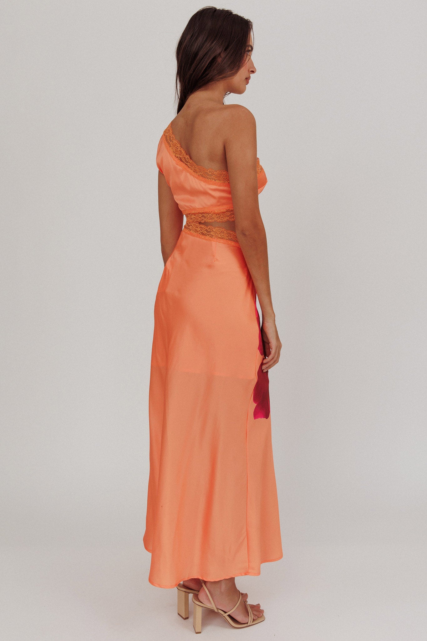 Mahli One-Shoulder Cut-Out Maxi Dress Orange by Selfie Leslie