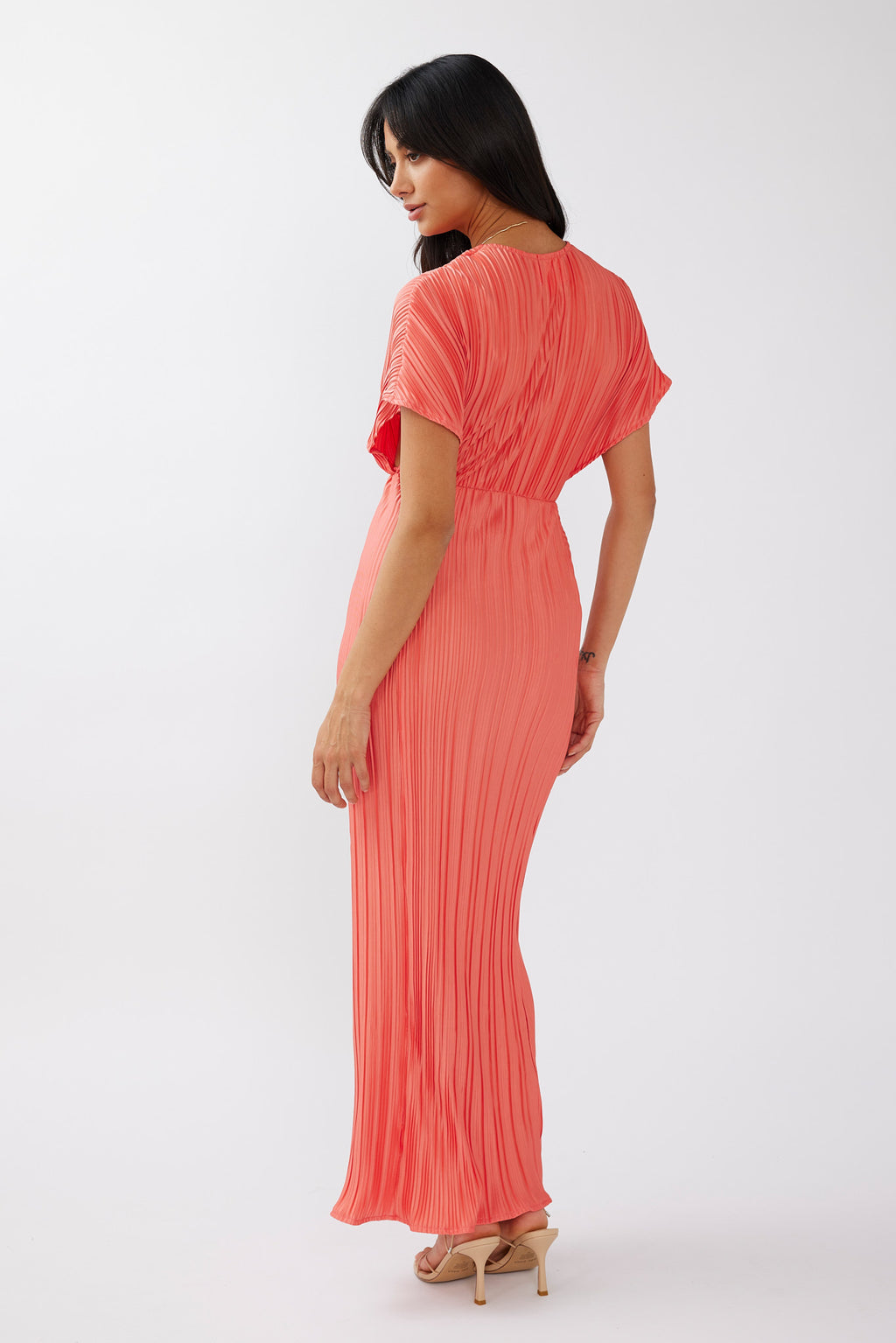 Astor Batwing Accordion Pleat Dress Watermelon by Selfie Leslie