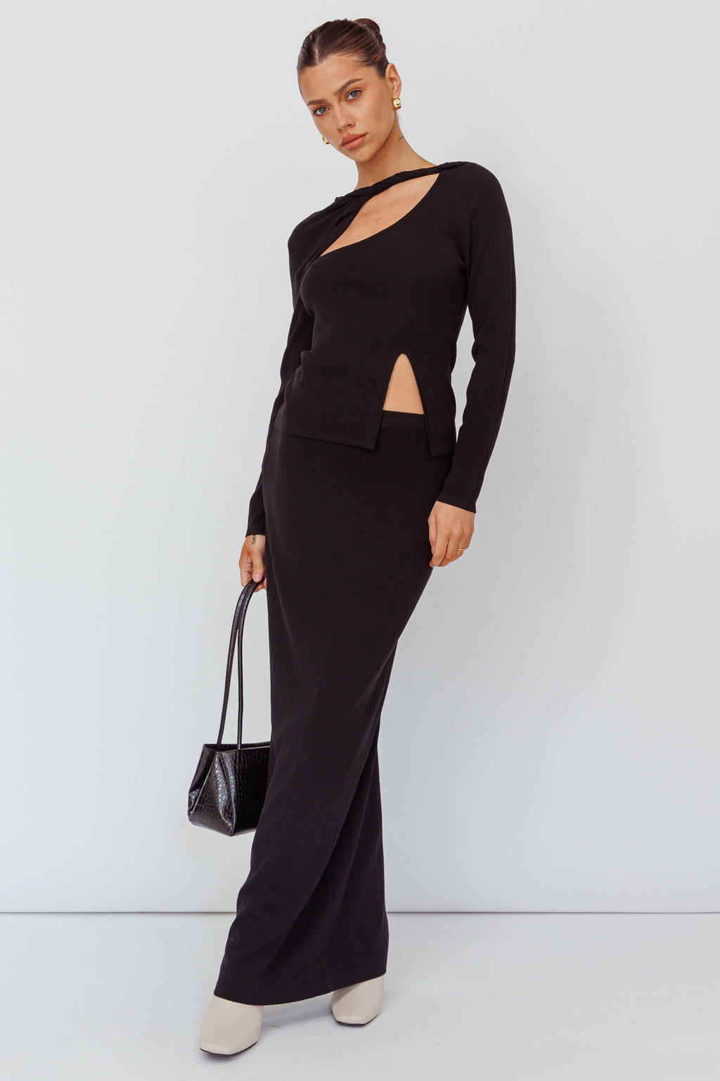 Rossana Knit Maxi Skirt Black by Selfie Leslie