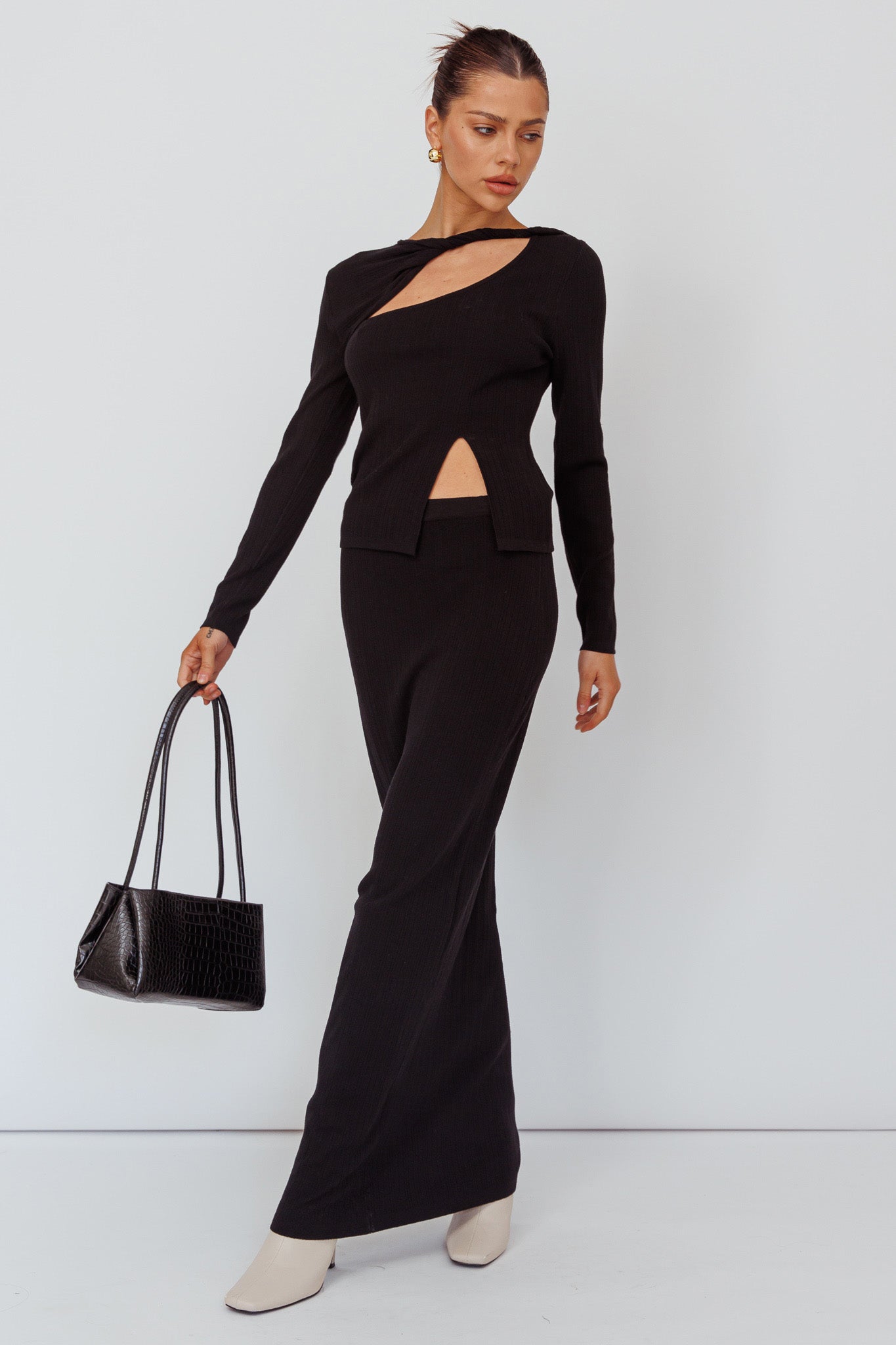 Rossana Knit Maxi Skirt Black by Selfie Leslie