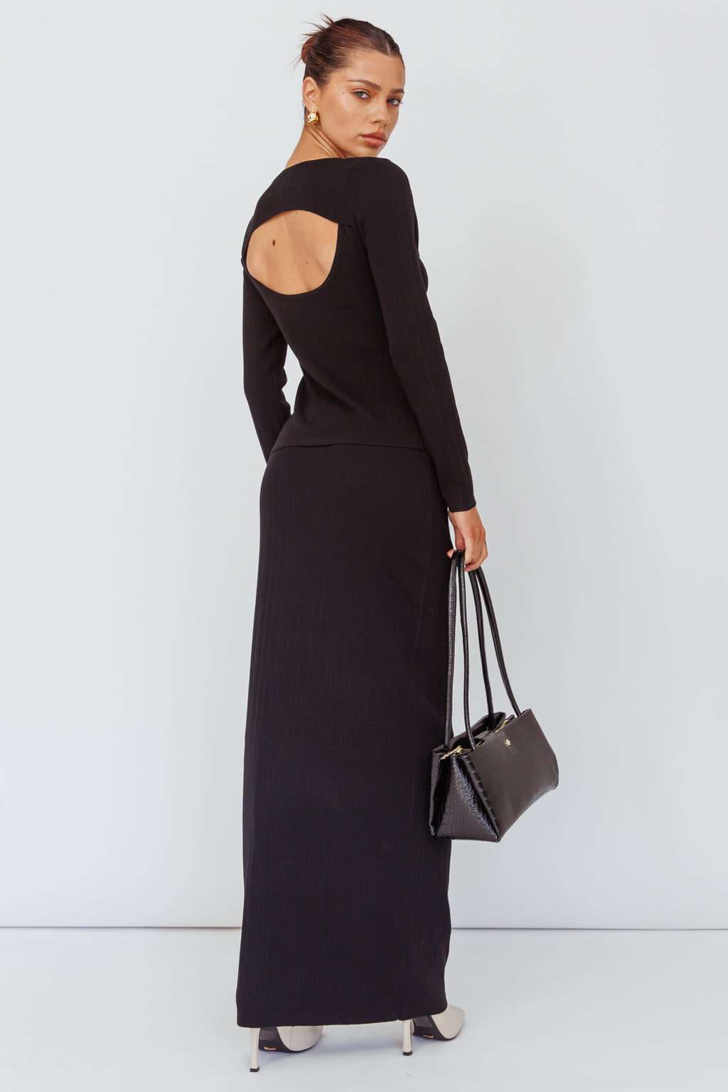 Rossana Knit Maxi Skirt Black by Selfie Leslie