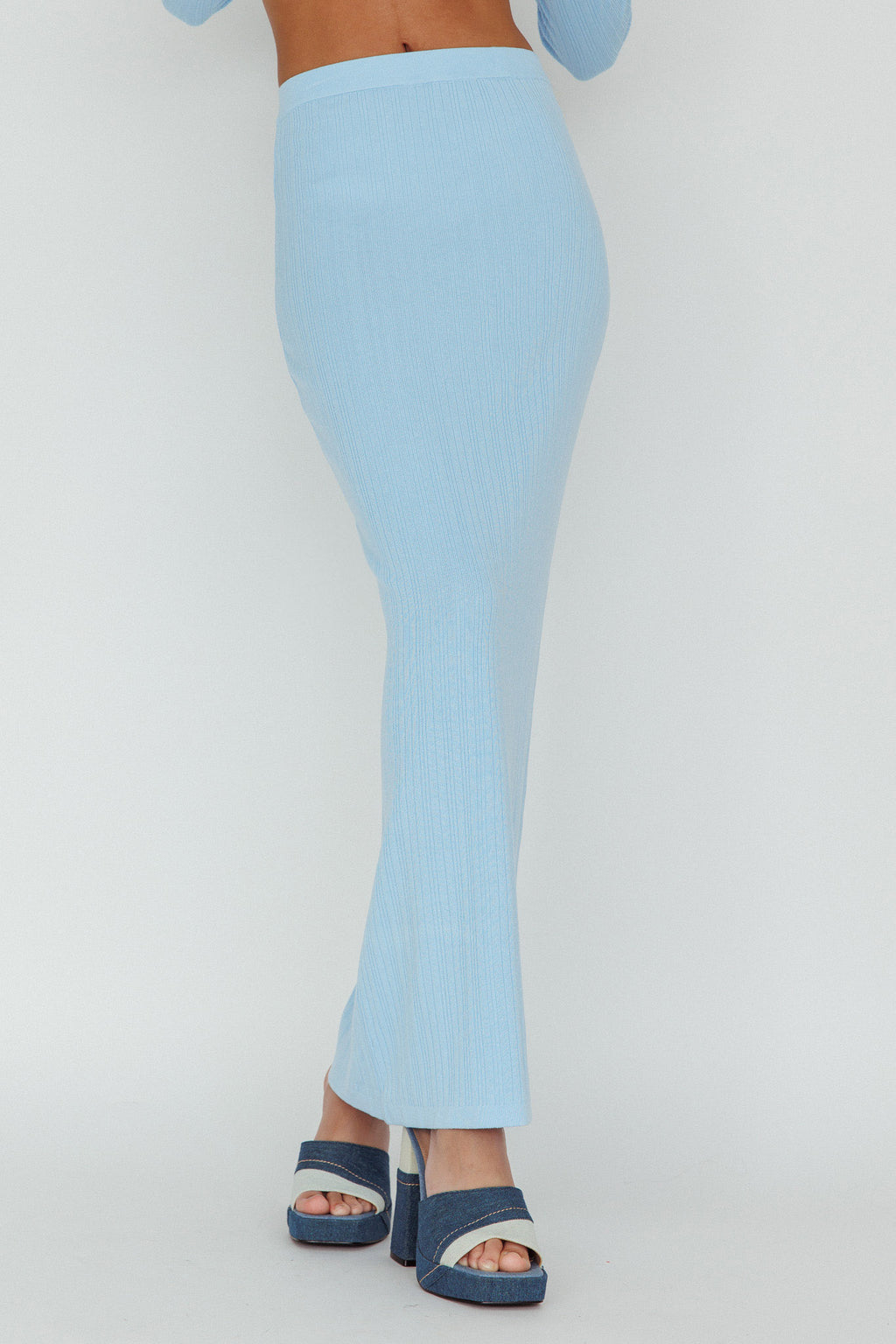 Rossana Knit Maxi Skirt Blue by Selfie Leslie