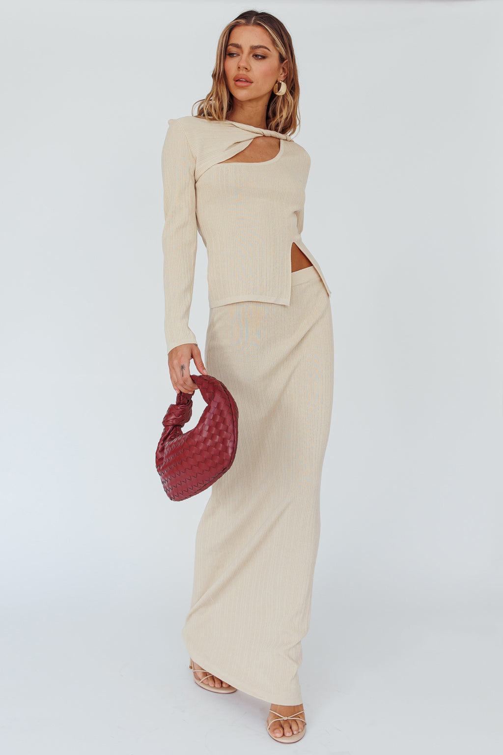 Rossana Knit Maxi Skirt Butter by Selfie Leslie