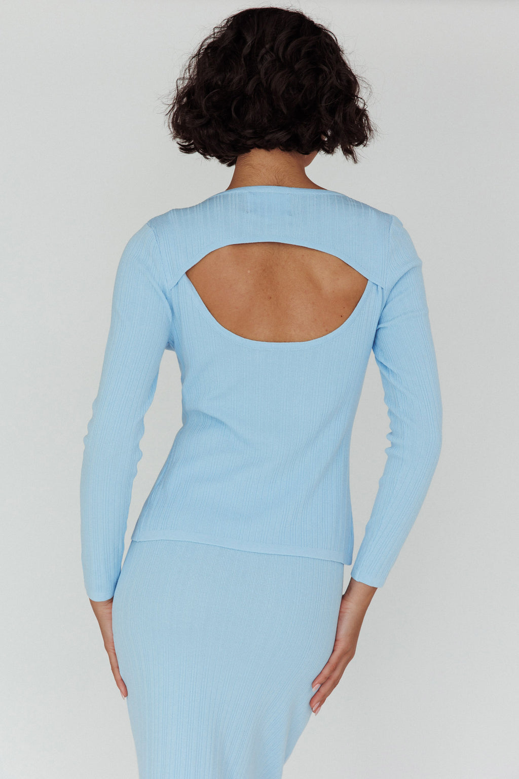 Rossana Twist Neck Keyhole Top Blue by Selfie Leslie