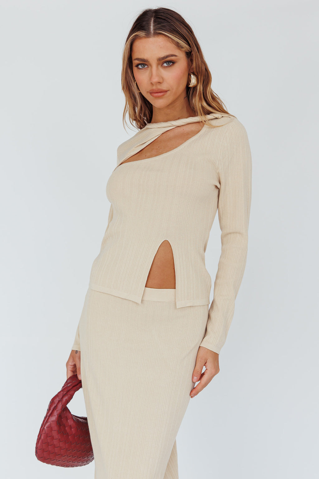 Rossana Twist Neck Keyhole Top Butter by Selfie Leslie