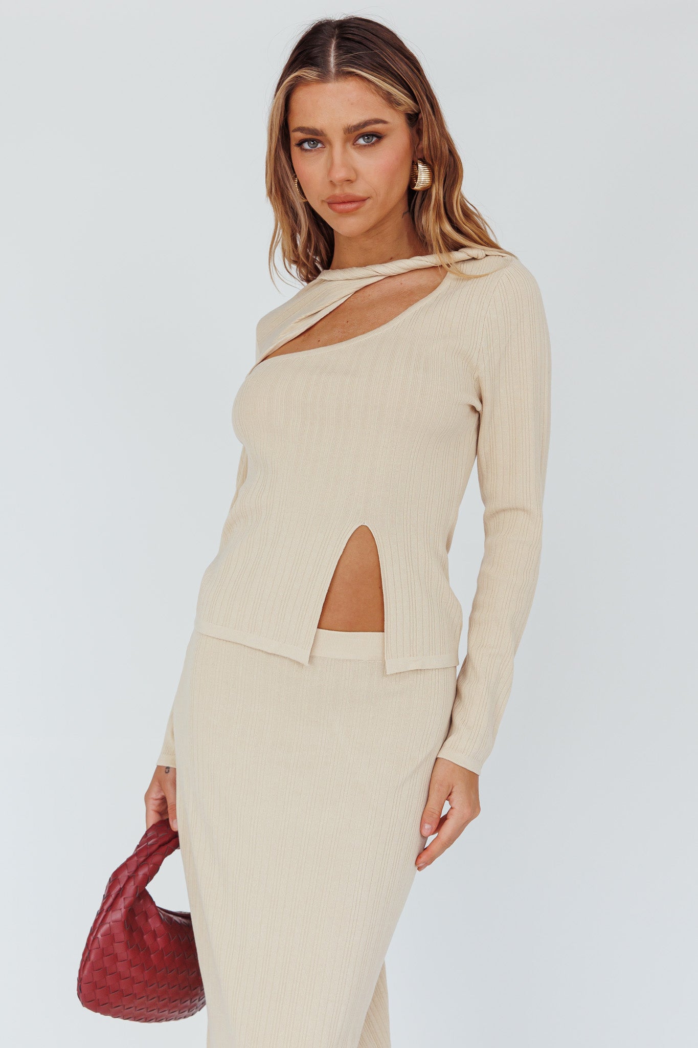 Rossana Twist Neck Keyhole Top Butter by Selfie Leslie