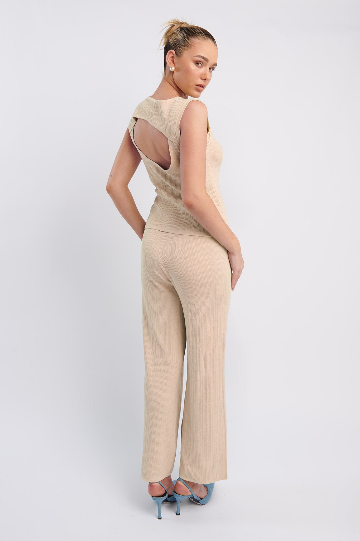 Rossana Long Knit Pants Oat by Selfie Leslie