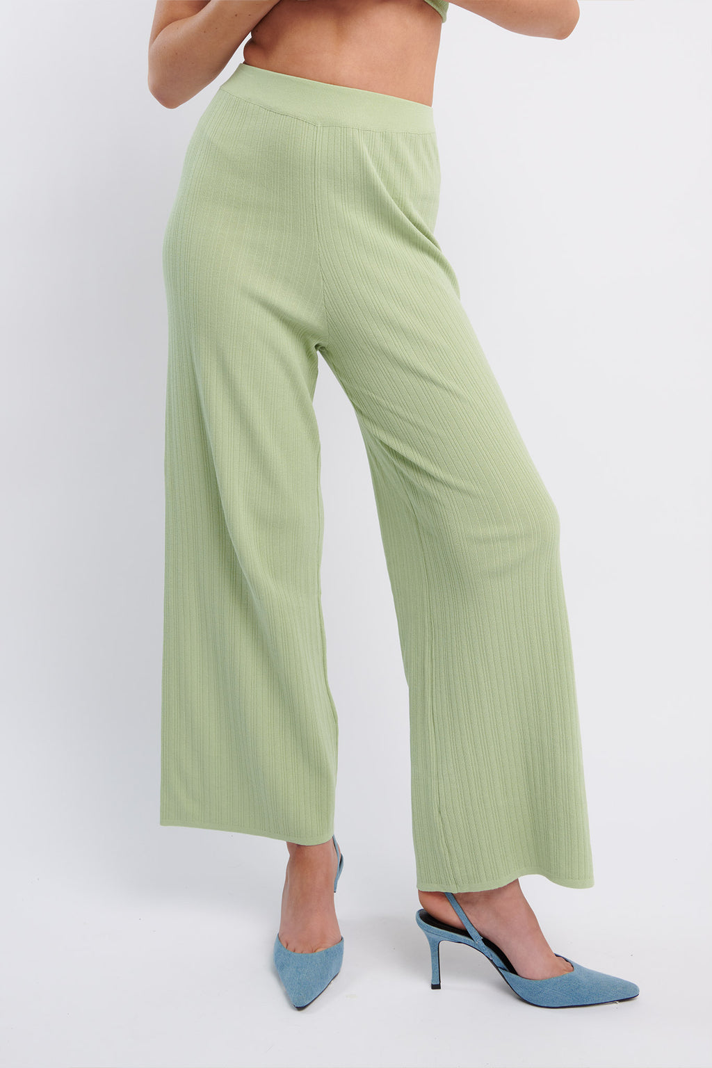 Rossana Long Knit Pants Sage by Selfie Leslie