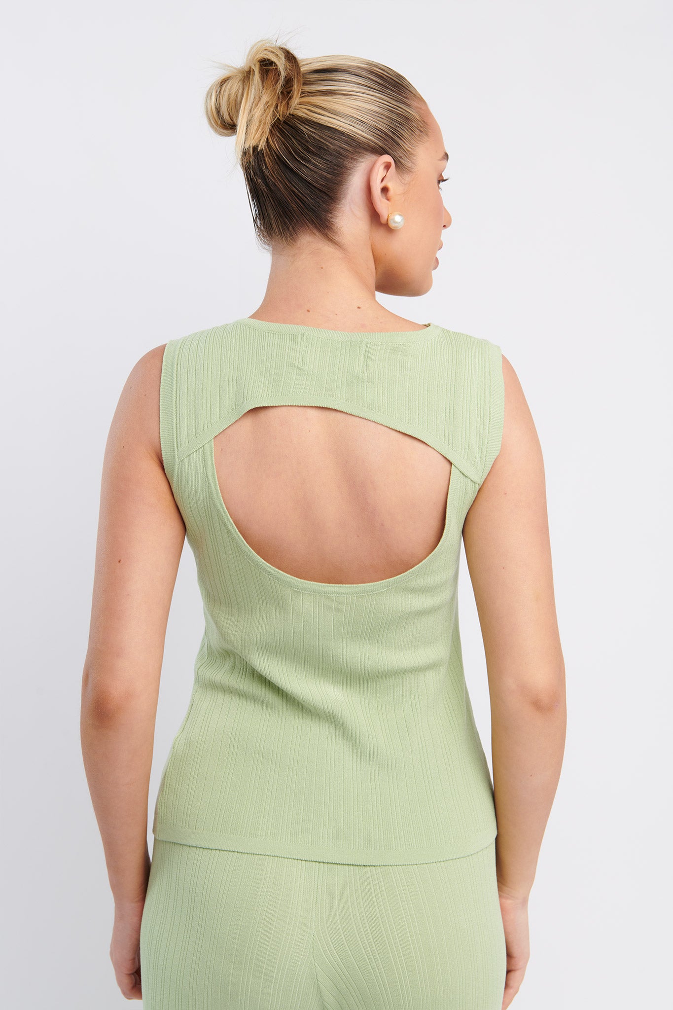 Rossana Twist Neck Sleeveless Keyhole Top Sage by Selfie Leslie