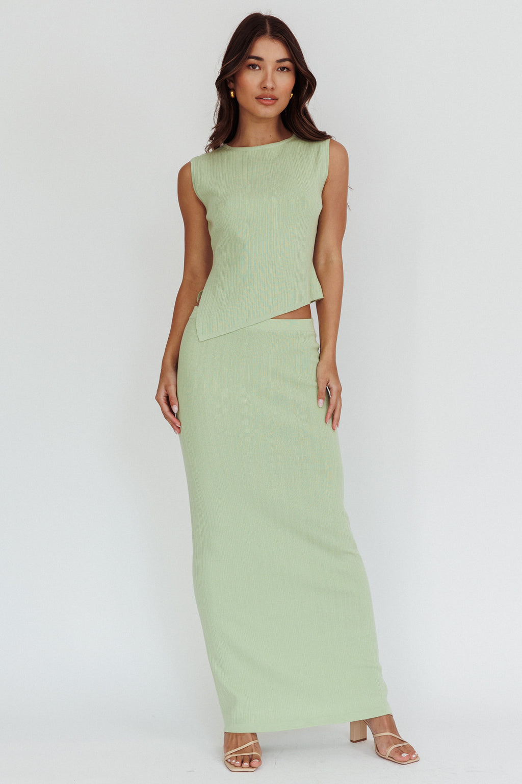 Rossana Ribbed Maxi Skirt Sage by Selfie Leslie